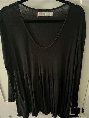 Free People Beach Lightweight Black Long-Sleeve Women's Tunic /mini dress size S